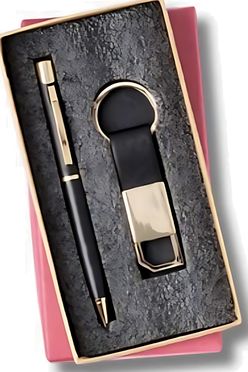 Pen & Keychain Gift Set – 203-Black Gold – corporate gift