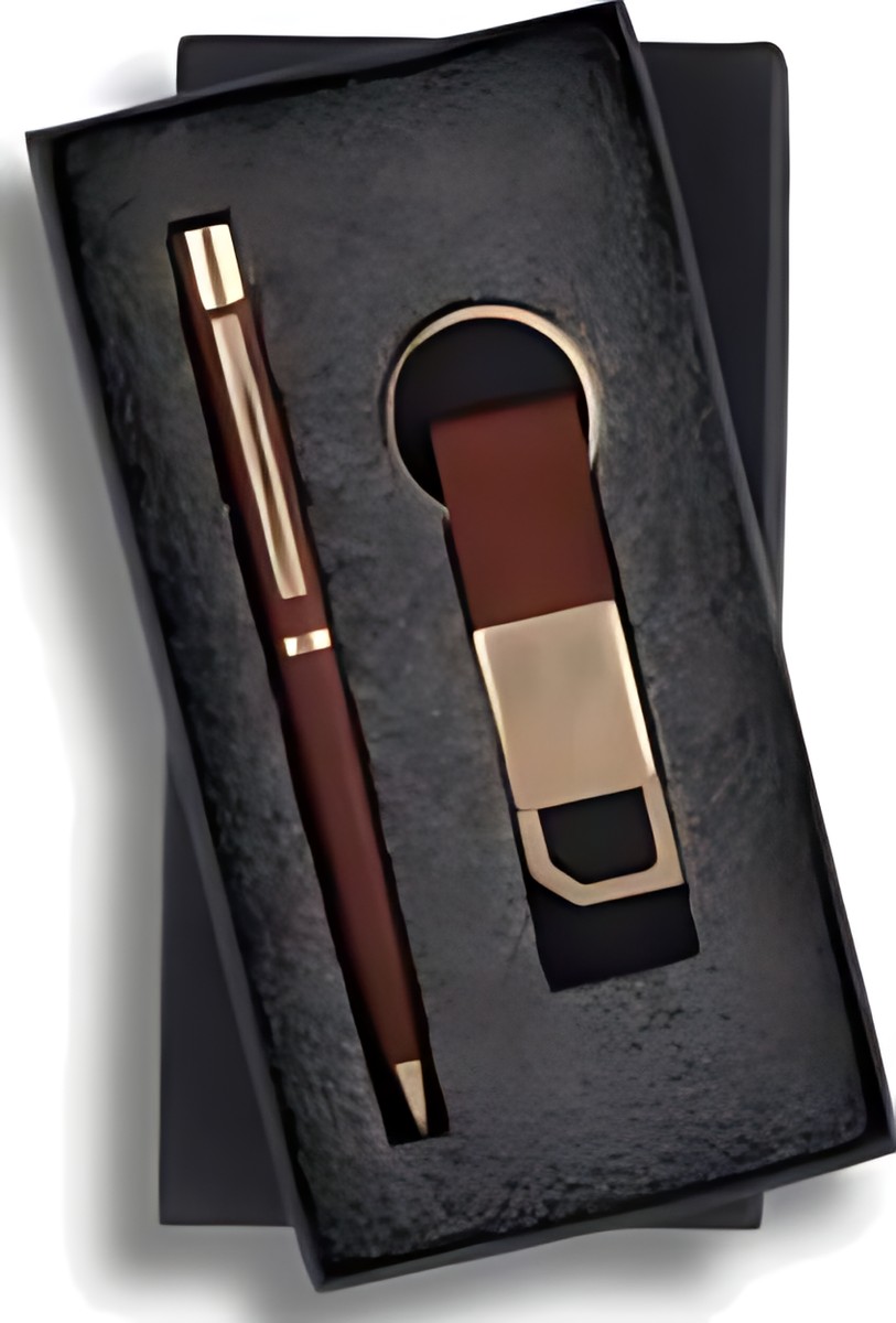 Pen & Keychain Gift Set – 203-Brown Gold – corporate gift