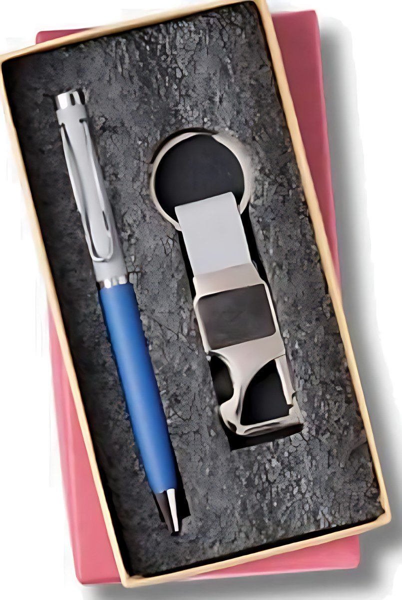 Pen & Keychain Gift Set – 216 Blue – corporate gift