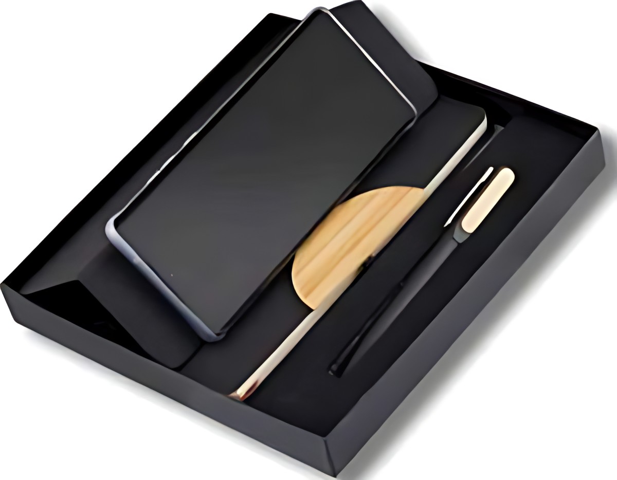 Pen & Diary With Mobile Stand Gift Set – 246 Black Wood – corporate gift