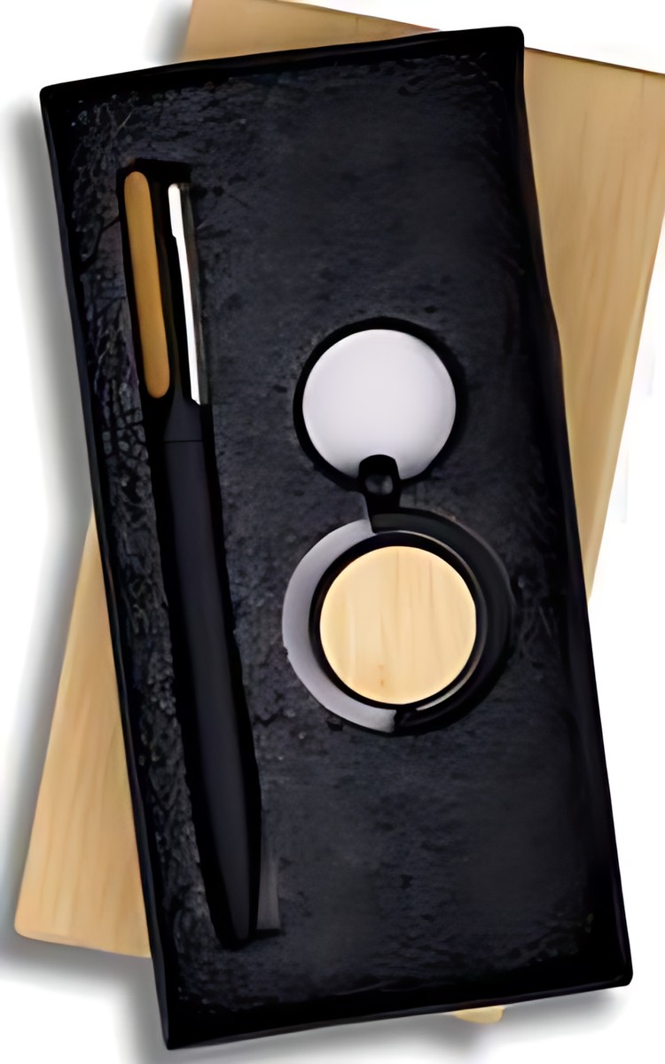 Pen & Keychain Gift Set – 249 Black Wood – corporate gift