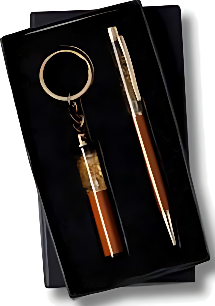 Pen & Keychain Gift Set – Zari Tan – corporate gift