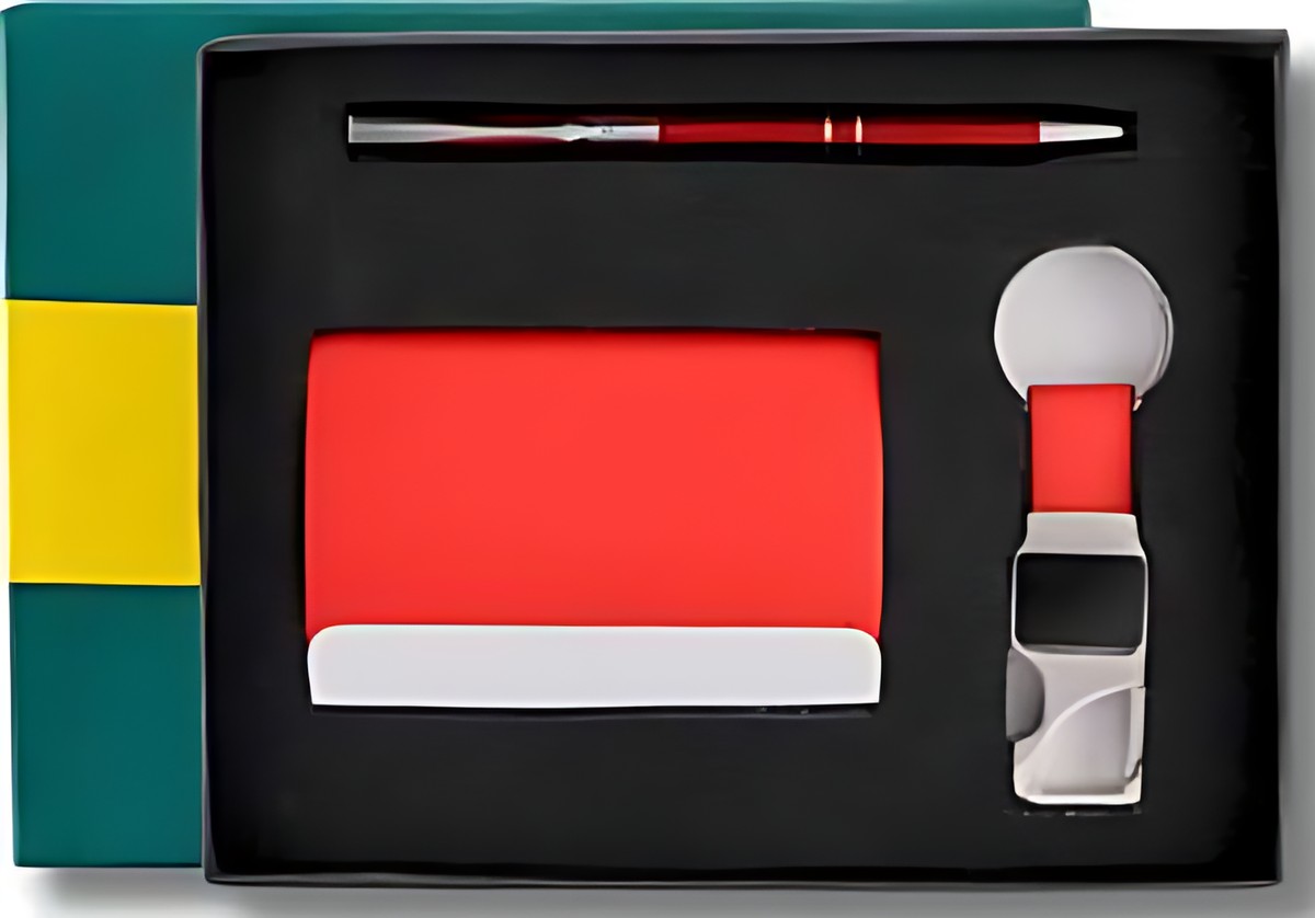Pen, Keychain & Cardcase Gift Set – 320 Red – corporate gift