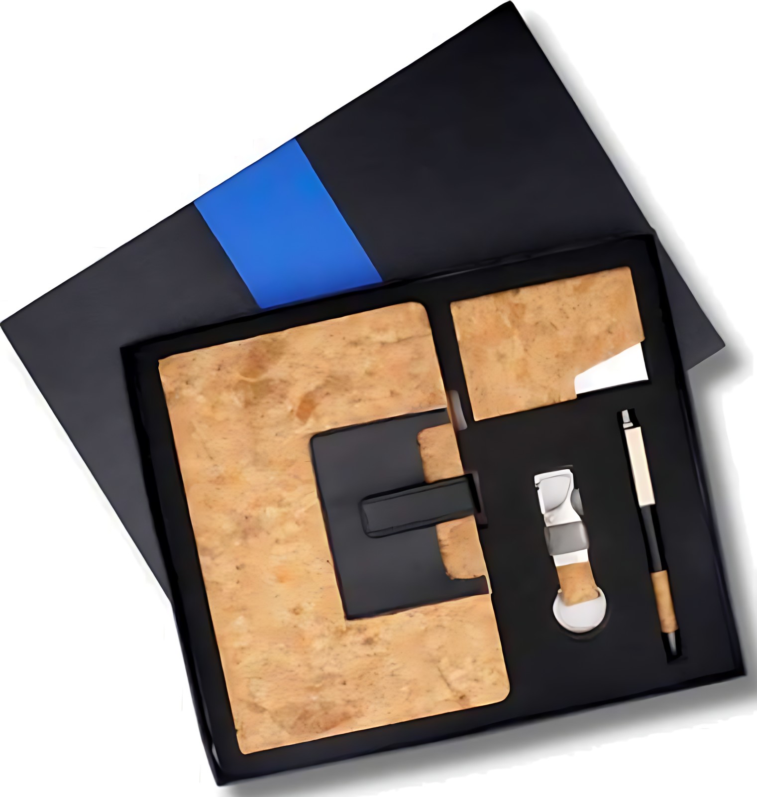 Pen, Keychain, Diary & Cardcase Gift Set – 419 Cork Black – corporate gift