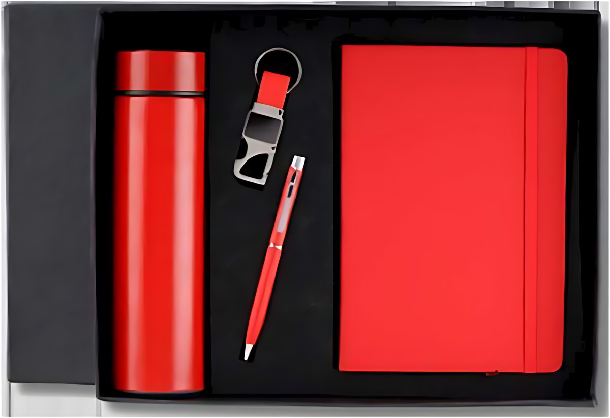 Pen, Keychain, Bottle & Diary Gift Set – 404 Red – corporate gift