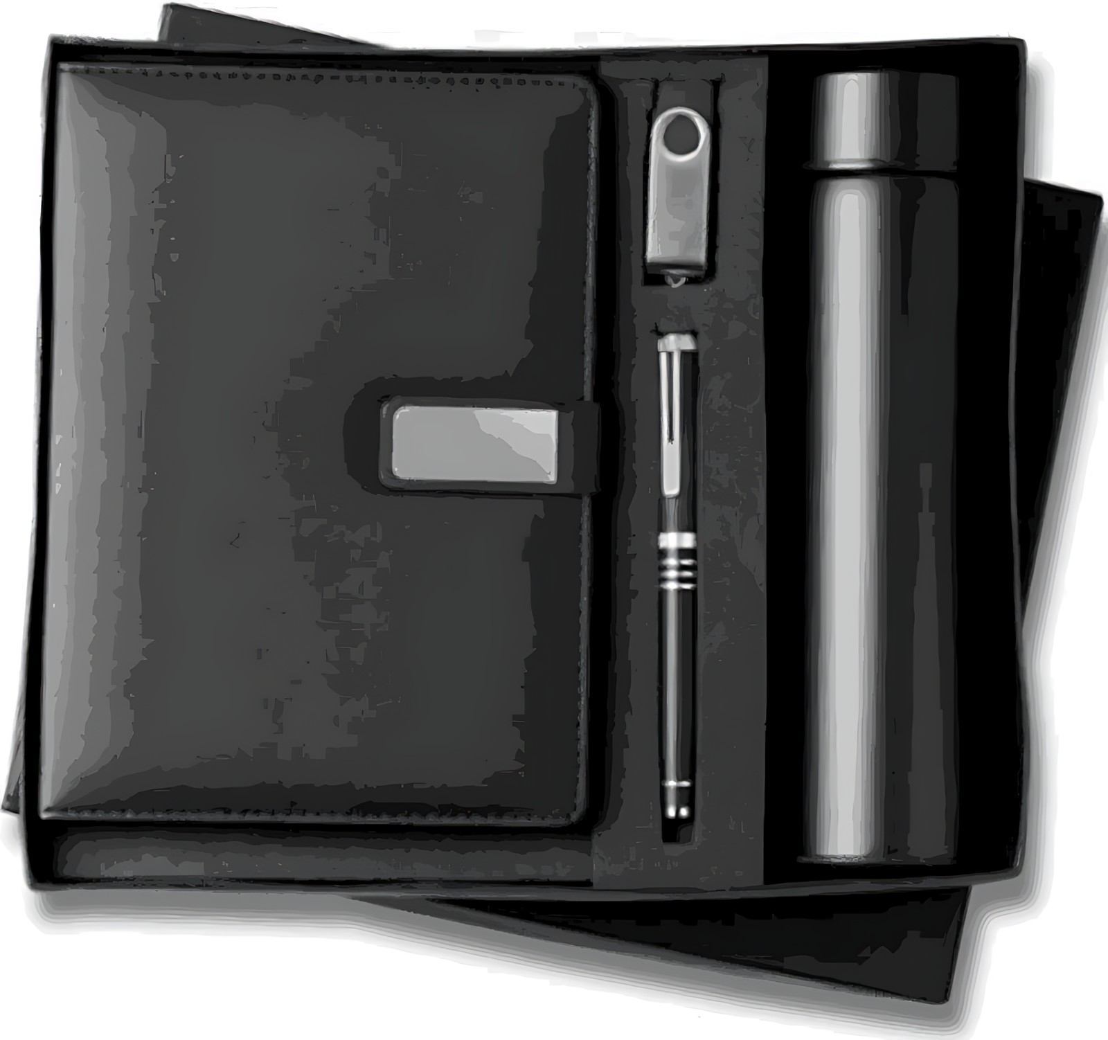 Pen, Pen Drive, Diary & Bottle Gift Set – 412 Black – corporate gift
