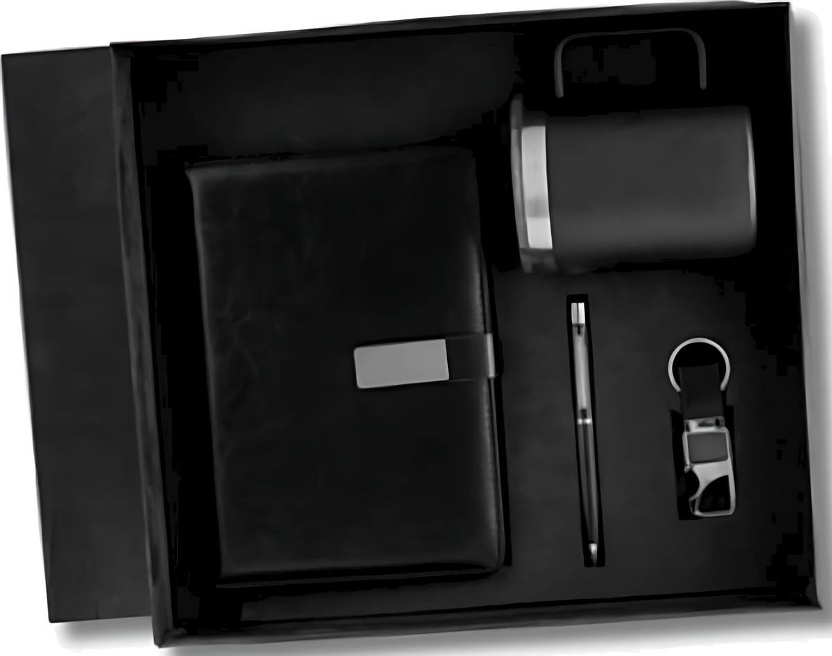 Pen, Keychain Mug & Diary Gift Set – 422 Black – corporate gift
