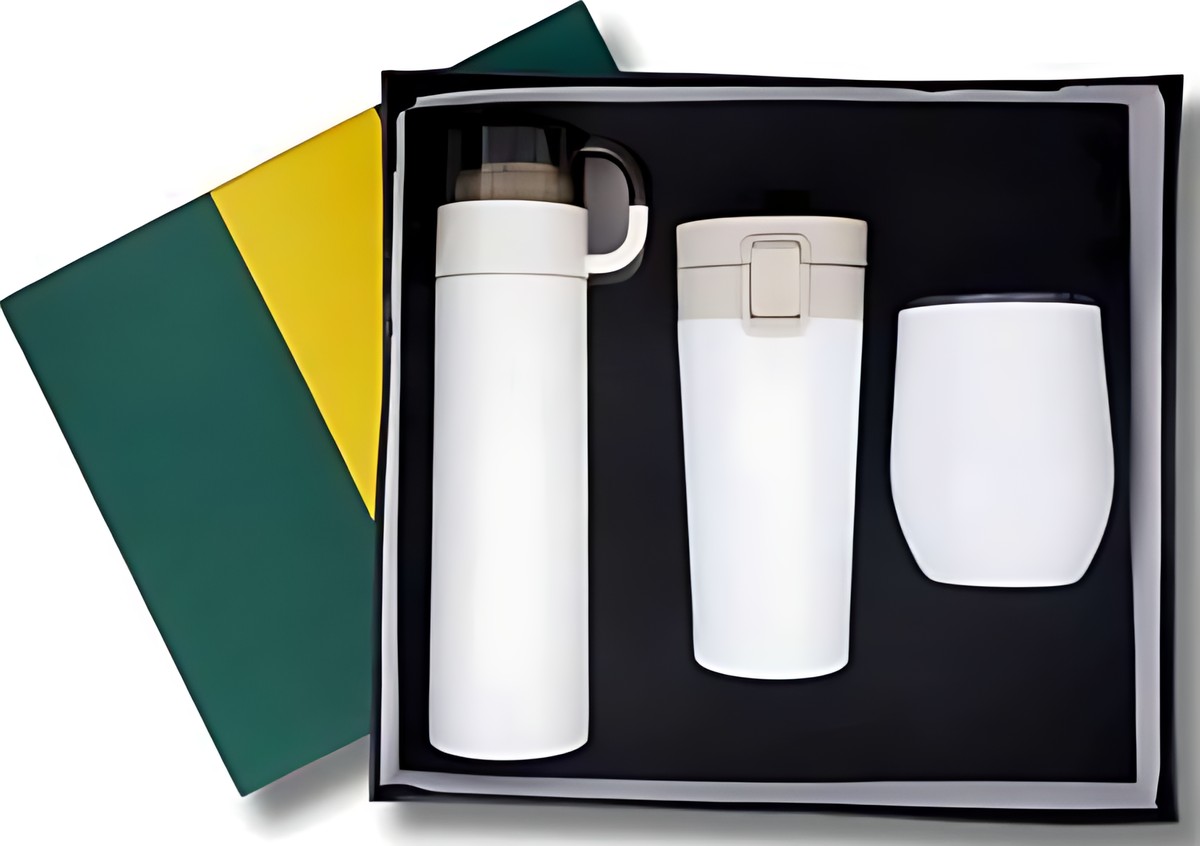 Coffee Mug, Bottle & Beer Mug Gift Set – 323 White – corporate gift