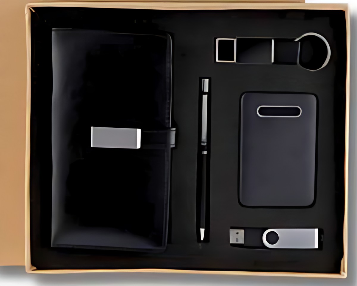 Pen, Keychain & Diary Powebank 5OOOMAH, Pendrive 32GB Gift Set – P P-5 0 5 Black – corporate gift