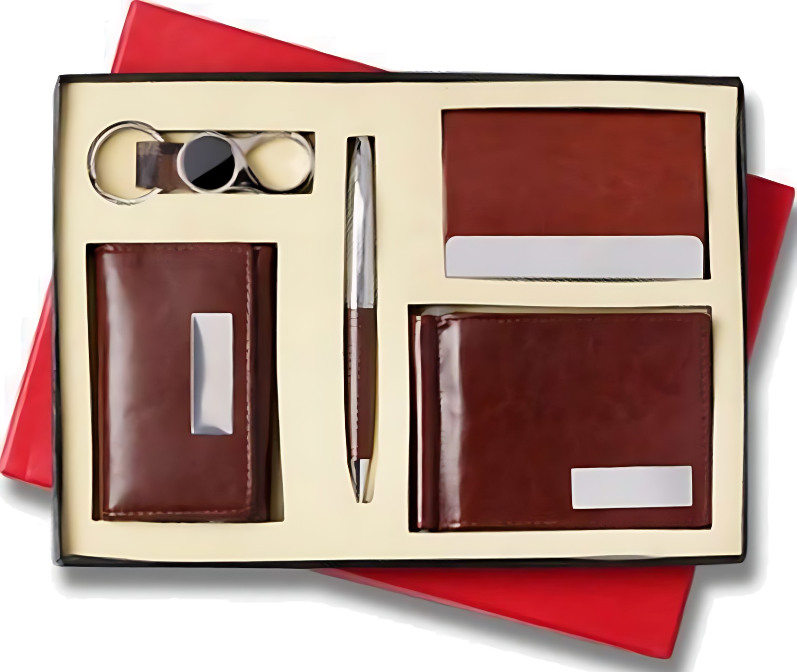 Pen, Keychain, Wallet Cardcase & Key Holder Gift Set – P P-501BROWN – corporate gift