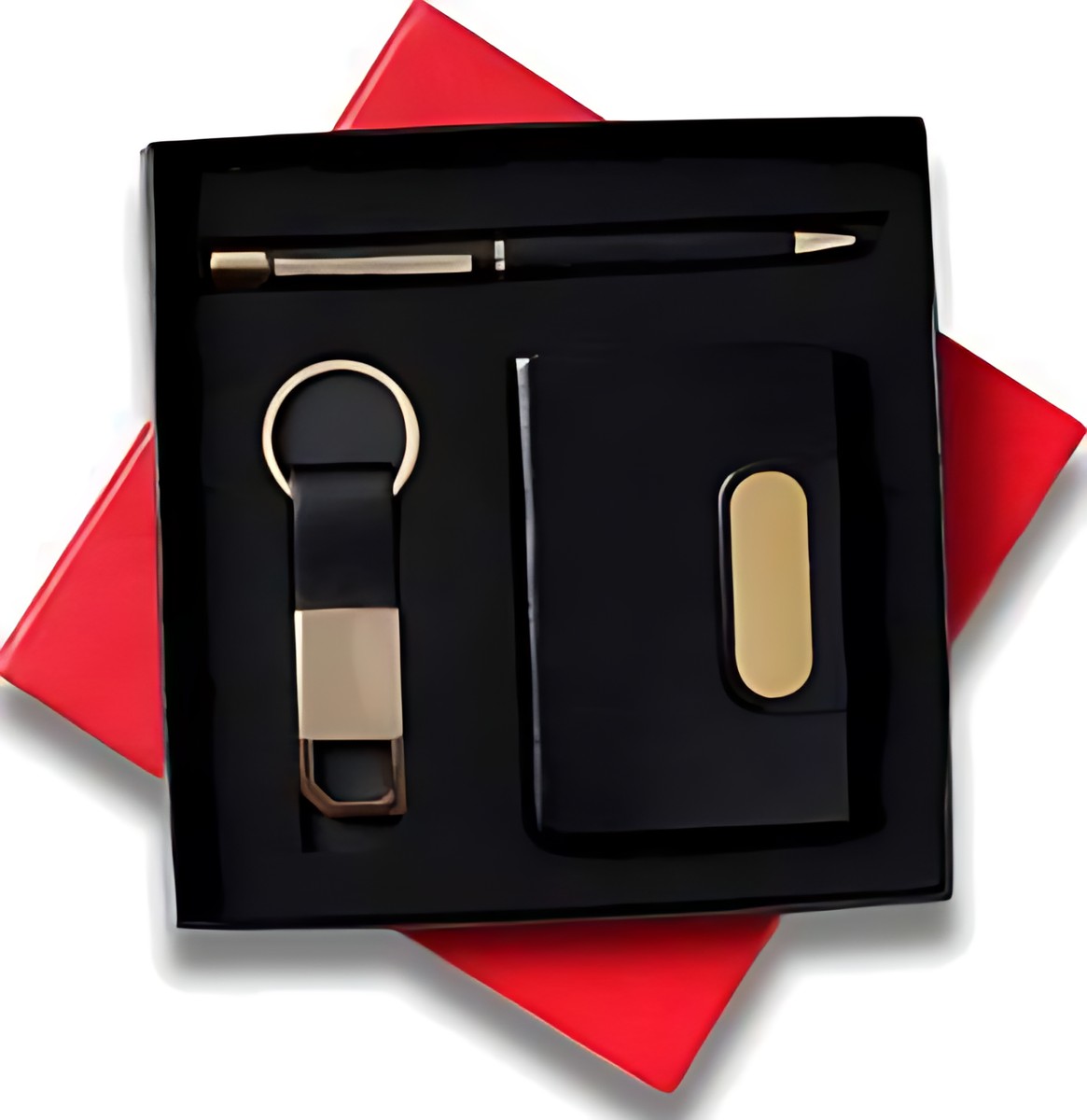 Pen, Keychain & Cardcase Gift Set – 306 BK Gold – corporate gift