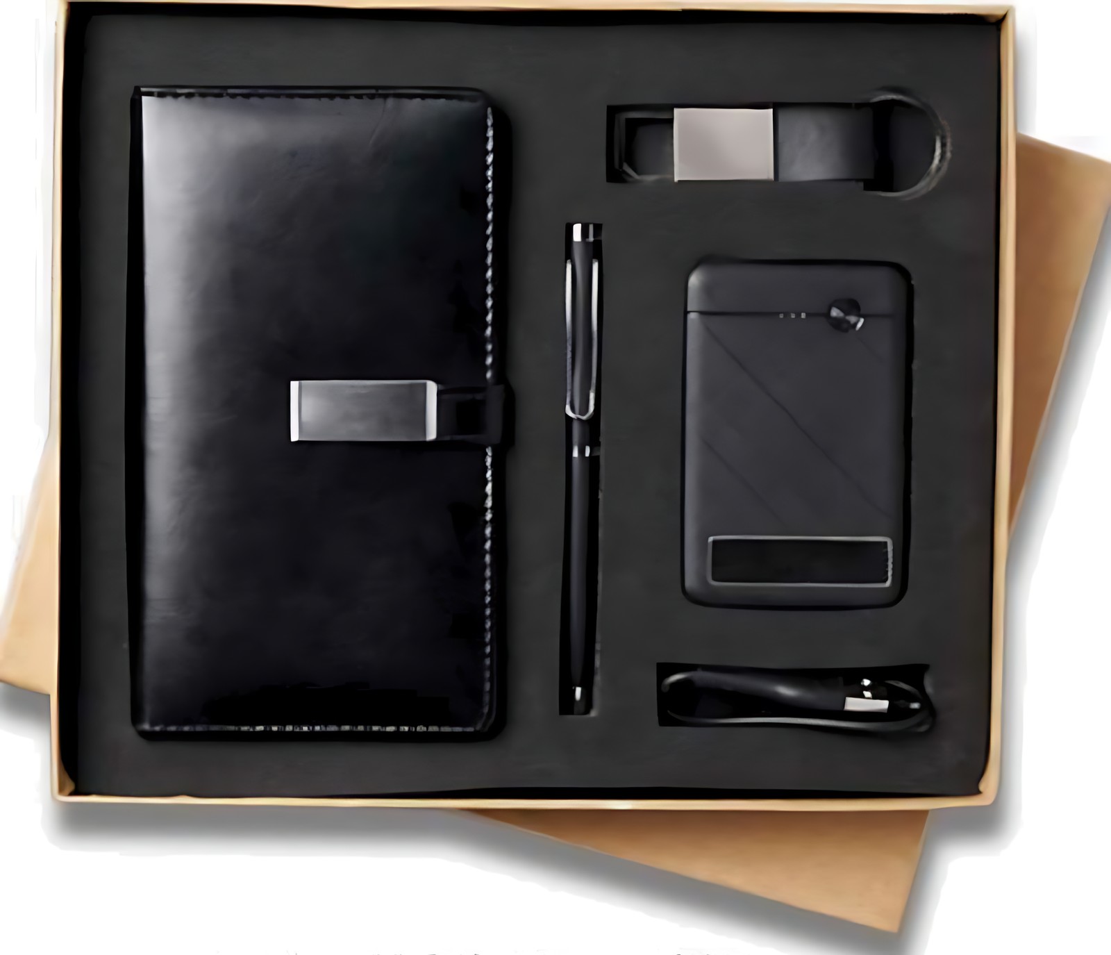 Pen, Keychain, Diary, Power Bank Sooomah & Cable Gift Set – 502 Black – corporate gift