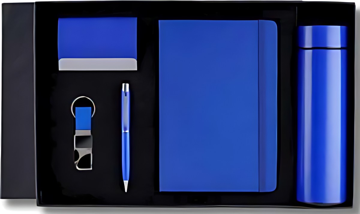 Pen, Keychain & Diary Cardcase, Bottle Gift Set – 507 Blue – corporate gift