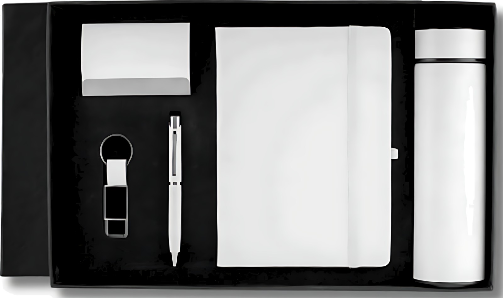 Pen, Keychain & Diary Cardcase, Bottle Gift Set – 507 White – corporate gift