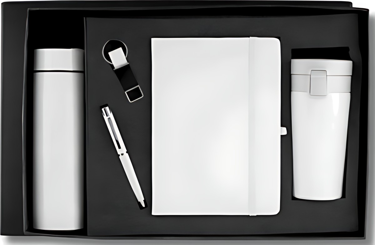 Pen, Keychain & Diary, Cofee Mug, Bottle Gift Set – 509 White – corporate gift