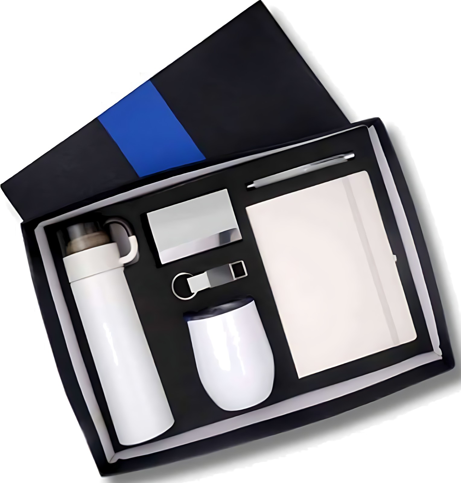Pen, Keychain, Diary Mug, Cardcase & Bottle Gift Set – 601 White – corporate gift