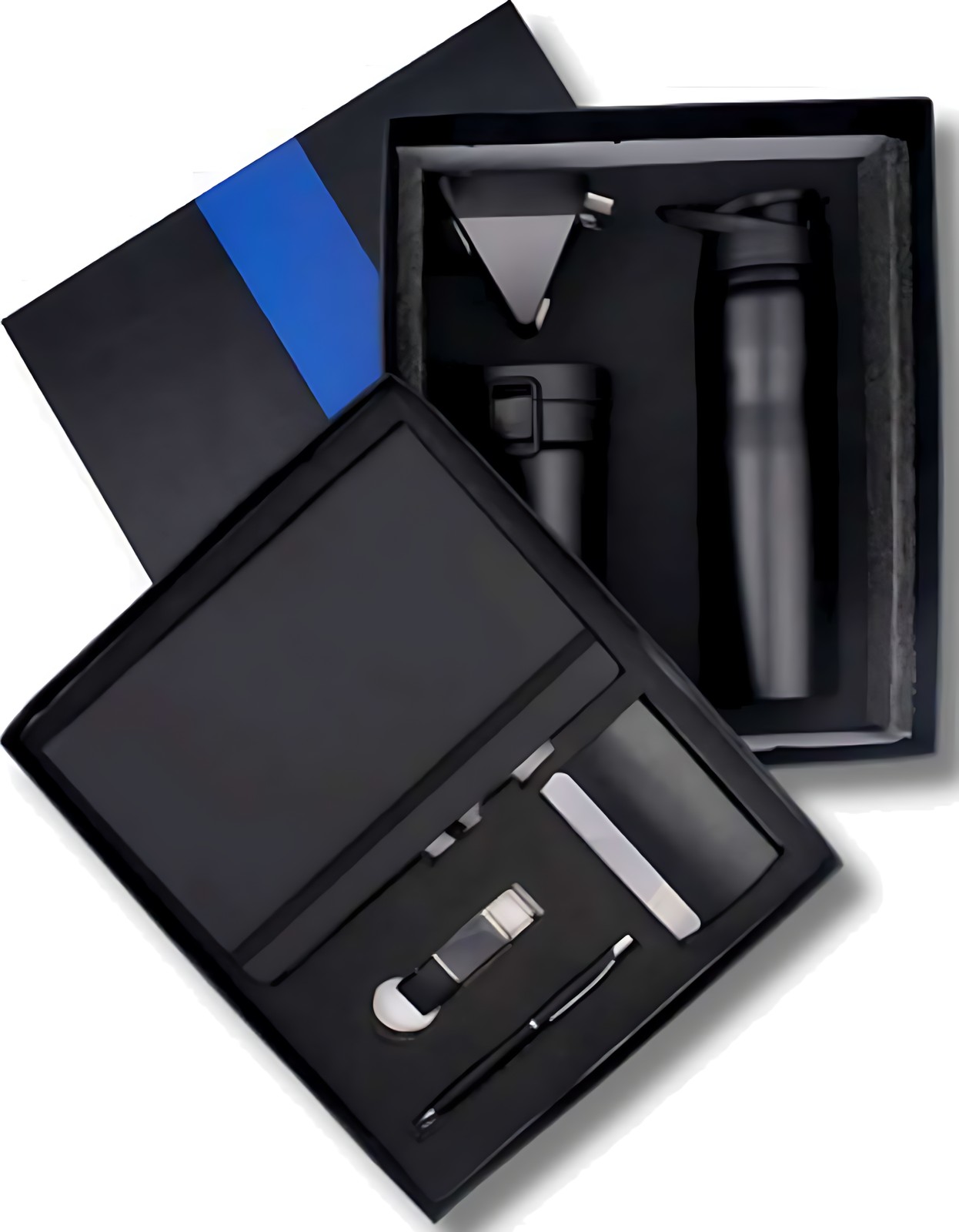 Pen, Keychain, Diary, Coffee Mug, Cardcase, Bottle & Stand Gift Set – 702 Black – corporate gift